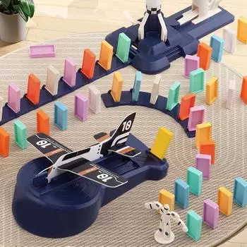 Игрушка-поезд домино для детей от 3 до 12 лет, автоматическая электрическая строительная и складывающаяся игрушка домино с музыкой, обучающая игрушка A