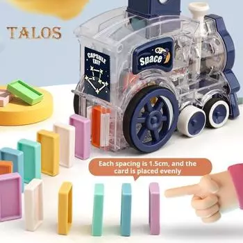 Игрушка-поезд домино для детей от 3 до 12 лет, автоматическая электрическая строительная и складывающаяся игрушка домино с музыкой, обучающая игрушка для детей с аутизмом на Рождество A