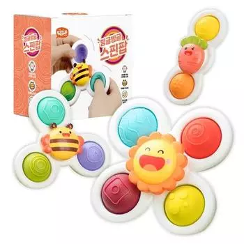 Игрушка-погремушка Keyzus Bingle Spin Pop, набор из 3 предметов, солнечный луч, пчела, морковка, популярные корейские игрушки