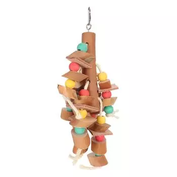 Игрушка-погрызушка для птиц, красочные деревянные блоки для стачивания клюва и лап, подвесная игрушка для клетки попугая для маленьких птиц Large