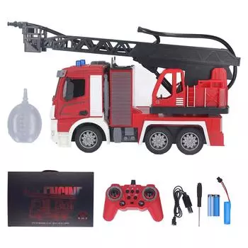 Игрушка пожарная машина со светом и звуком, рабочий водяной насос, лестница, дистанционное управление, 2.4G, модель игрушки-симулятора