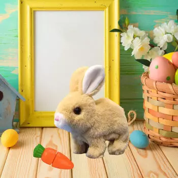 Игрушка прыгающий кролик электрический плюшевый электронный питомец интерактивный для детей коричневый