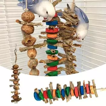 Игрушка-птица, грызущая натуральные материалы, снимает скуку, шлифовальный коготь попугая, подвесная деревянная игрушка C
