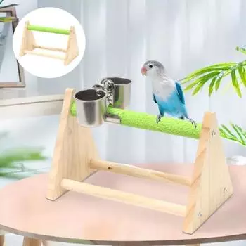 Игрушка-птица Прочная треугольная подставка с чашкой для кормления Износоустойчивая к укусам Игра и отдых