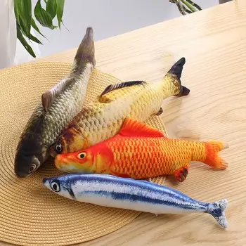 Игрушка-рыбка с мятой и имитацией кошачьей мяты, хлопковая плюшевая игрушка без молнии для домашних животных, грызущих игрушки для прорезывания зубов, товары для животных Carp