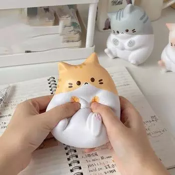 Игрушка с медленным отскоком, дизайн в мультяшной форме, многоцелевое, тонкая работа, милая, креативная, снимает скуку, портативная игрушка для снятия стресса, кошка, кролик розовый