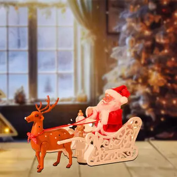 Игрушка Санта-Лось Сани Электрическая Тяговая Тележка Веселый Подарок Рождественские Украшения