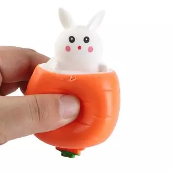 Игрушка-сдавливание в виде морковного кролика Пасхальная сенсорная игрушка-сдавливание для снятия стресса Морковный кролик Игрушки-фиджет