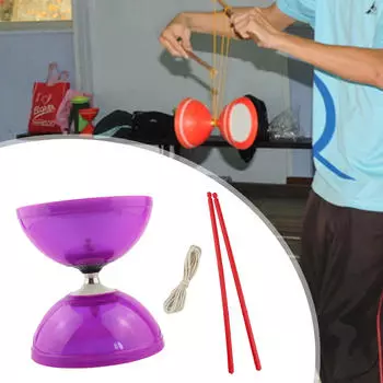 Игрушка «Шар Диаболо» Китайский набор с палочками Координация рук и глаз Фитнес Жонглирование фиолетовый