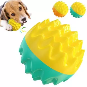 Игрушка-скрипучий мяч для собак, забавные игрушки для моляров, улучшающие IQ, для маленьких и больших собак, против укуса, чистка зубов, щенок, кошка, жевательные шарики, интерактивные товары для чихуахуа, товары для домашних животных жёлтый
