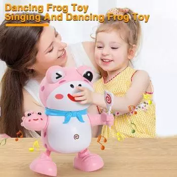 Игрушка со светом и музыкой на батарейках Забавная танцующая лягушка Интерактивная игрушка для развлечений зелёный