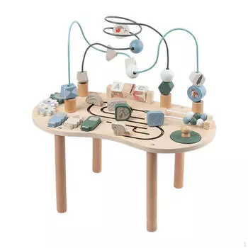 Игрушка-сортировщик фигур из дерева, вращающийся блок, центр с лабиринтом из бусин