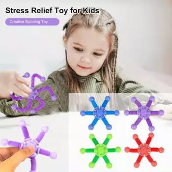 Игрушка-спиннер для эластичной трубки 2-в-1 для сенсорики, детей и взрослых, снимает скуку и снимает стресс