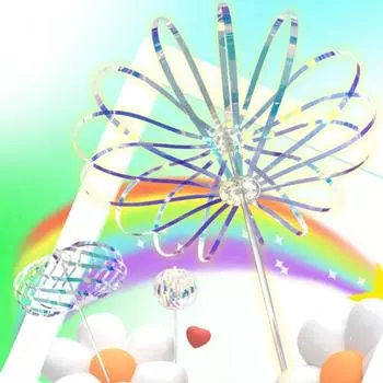 Игрушка-спиннер Rainbow Twirler Stick Волшебная радужная лента-спиннер для вечеринки с пузырьками