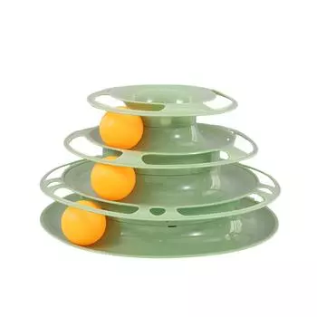 Игрушка-стакан для кошек с тремя уровнями вращения для кошек, чтобы развлечь кошек One Size зелёный