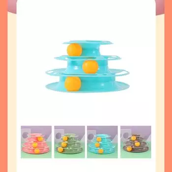 Игрушка-стакан для кошек с тремя уровнями вращения для кошек, чтобы развлечь кошек One Size синий