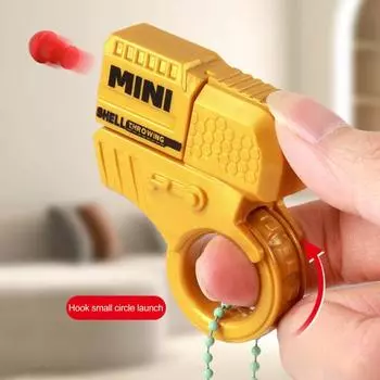 Игрушка-стрелок со спиннером и кольцом, 10 мягких пуль, 2 патрона, подвесная цепь, снятие стресса, тревожности, для детей и подростков, для взрослых, вращающееся кольцо, пусковая установка, игрушка EDC жёлтый