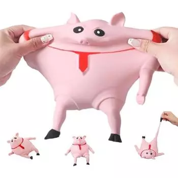 Игрушка-свинка Squeeze, мягкая игрушка-розовая свинка, милая игрушка-сенсорная свинка, забавная растягивающаяся игрушка-розовая свинка для снятия стресса для детей и взрослых 9X9CM розовый