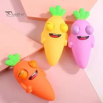 Игрушка-сжиматель моркови с выскакивающим глазом, симуляция снятия стресса, игрушка-сенсорный щипок из моркови для детей и взрослых, мультяшная игрушка-овощ фиолетовый