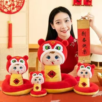 Игрушка-талисман Змея 2025 год Змеи Лунный Новый год Кукла Змея для весенних праздников Китайский Зодиак Змея Мягкая игрушка Плюшевые подарки S