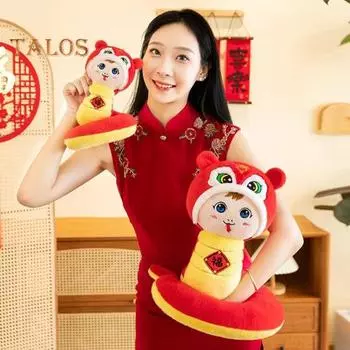 Игрушка-талисман Змея 2025 год Змеи Лунный Новый год Кукла Змея для весенних праздников Китайский Зодиак Змея Мягкая игрушка Плюшевые подарки S