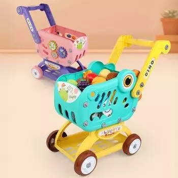 Игрушка-тележка для супермаркета, развивающая ролевые игры, тележка для покупок, развивающая практические способности для детей розовый