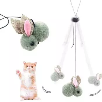 Игрушка-тизер для кошек, плюшевый кролик, избавляющий от скуки, интерактивная игрушка, подвесная игрушка на дверь, игрушка для котенка