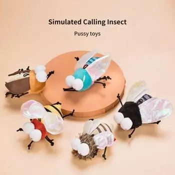 Игрушка-тизер Яркая изысканная игрушка для снятия скуки в форме пчелы для домашних животных Кошка Плюшевая пищащая игрушка C