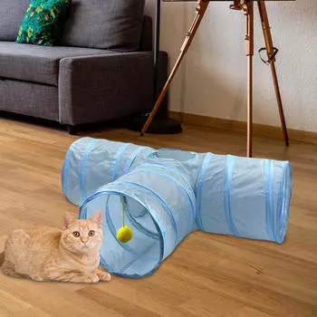 Игрушка-труба для кошек, складная, устойчивая к царапинам, для домашних кошек с мячом-кроликом Straight Type