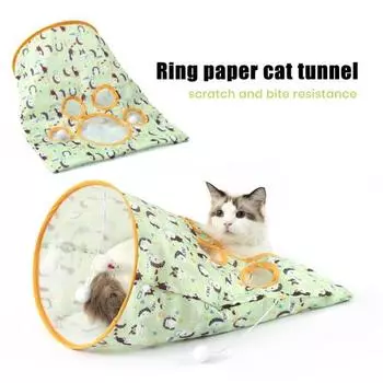 Игрушка-туннель для кошек, складная сумка-туннель для кошек для интерактивной игры в прятки в помещении, многофункциональная, гибкая для кошек зелёный