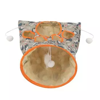 Игрушка туннель для кошек складной 3-слойный туннель для питомцев из бумажных колец с плюшевым шариком и складной плюшевой мышкой