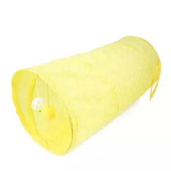 Игрушка туннель для кошки Складной Интерактивный Безопасный Точечный узор Укрытие Труба для котенка Игрушка для щенка Желтый жёлтый