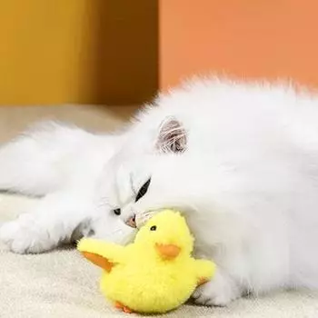 Игрушка устойчивая к укусам, моющаяся, плюшевая, в форме утки, интерактивная игрушка для кошек со звуком, товары для домашних животных