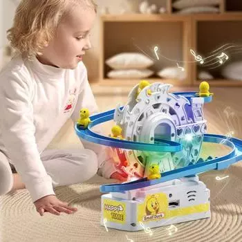 Игрушка-утка с колесом и светодиодной подсветкой, музыкальная обучающая электрическая желтая утка, скользящая дорожка, игрушка для малышей, мальчиков и девочек, подарок Duck