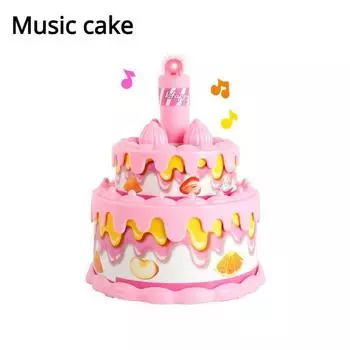 Игрушка в виде торта на день рождения с подсветкой и музыкой, ролевая игра «Еда», кухонная игрушка, игрушка «Принцесса, время чаепития», десерт, подарок для малышей, девочек и мальчиков