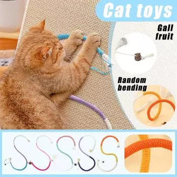 Игрушка-веревка для кошек для собственного удовольствия, избавления от скуки, чистки зубов, кошачьей мяты, желчных плодов, принадлежностей для кошачьих палочек One Size
