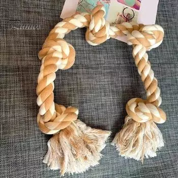 Игрушка-веревка для собак, агрессивная, жевательная игрушка с 5 хлопковыми узлами, натуральная хлопковая веревка, помощник по дрессировке собак хаки