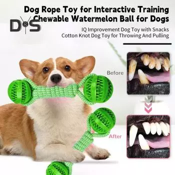 Игрушка-веревка для собак, интерактивный мяч для раздачи еды, игрушка-веревка для чистки зубов, питомец, играющий в грызущий арбузный мяч, игрушка для собак зелёный