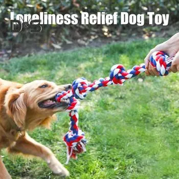 Игрушка-веревка для собак с 5 узлами, прочная игрушка-веревка для жевания собак, для агрессивного жевания, интерактивная хлопковая веревка для игры в перетягивание каната красный