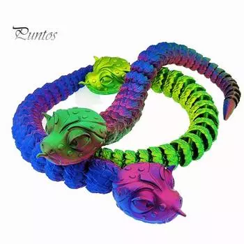 Игрушка змея, напечатанная на 3D-принтере, шарнирное украшение в виде змеи, гибкая игрушка-змея, украшение в виде животного для снятия стресса, подарок для взрослых 40cm синий/зелёный
