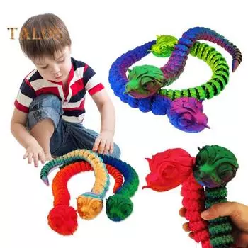 Игрушка змея, напечатанная на 3D-принтере, шарнирное украшение в виде змеи, гибкая игрушка-змея, украшение в виде животного для снятия стресса, подарок для взрослых 40cm красный/синий