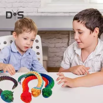 Игрушка змея, напечатанная на 3D-принтере, шарнирное украшение в виде змеи, гибкая игрушка-змея, украшение в виде животного для снятия стресса, подарок для взрослых 40cm разноцветный