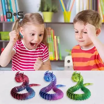 Игрушка змея, напечатанная на 3D-принтере, шарнирные животные, орнамент с гибкими суставами, коллекционная игрушка-змея для снятия стресса, декор для домашнего офиса 30cm