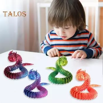 Игрушка змея, напечатанная на 3D-принтере, шарнирные животные, орнамент с гибкими суставами, коллекционная игрушка-змея для снятия стресса, декор для домашнего офиса 30cm