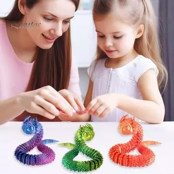 Игрушка змея, напечатанная на 3D-принтере, шарнирные животные, орнамент с гибкими суставами, коллекционная игрушка-змея для снятия стресса, декор для домашнего офиса 30cm