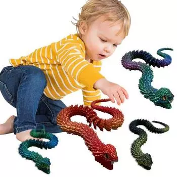 Игрушка-змея Yousheng, напечатанная на 3D-принтере, шарнирная змея с открывающимся ртом и выдвижными зубами, гибкая игрушка-змея для взрослых и детей 30