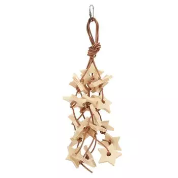 Игрушка-звезда из дерева для птиц, устойчивая к укусам, жевательная игрушка-звезда из дерева для волнистых попугаев, попугаев, корелл