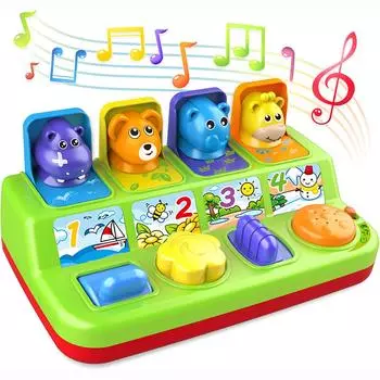 Игрушки Animal Park Интерактивная всплывающая музыкальная игрушка, игрушка для центра раннего развития, для детей от 12 месяцев и старше 27.5x16x12cm белый