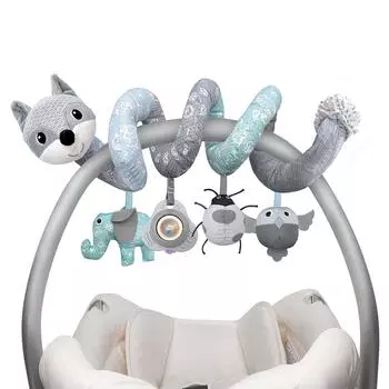Игрушки для автокресла, игрушки для новорожденных, игрушки для младенцев 0–3 месяцев, спиральные плюшевые игрушки для автокресла, коляски для кроватки для детей 0, 3, 6, 9, 12 лет, мальчиков и девочек, младенцев 46*30cm,Fox серый