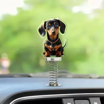 Игрушки для автомобилей Качающаяся шелковистая собака, качающаяся голова, кукла, украшение для автомобиля - весеннее качающееся украшение для транспортных средств, стола и велосипеда, забавные подарки 1